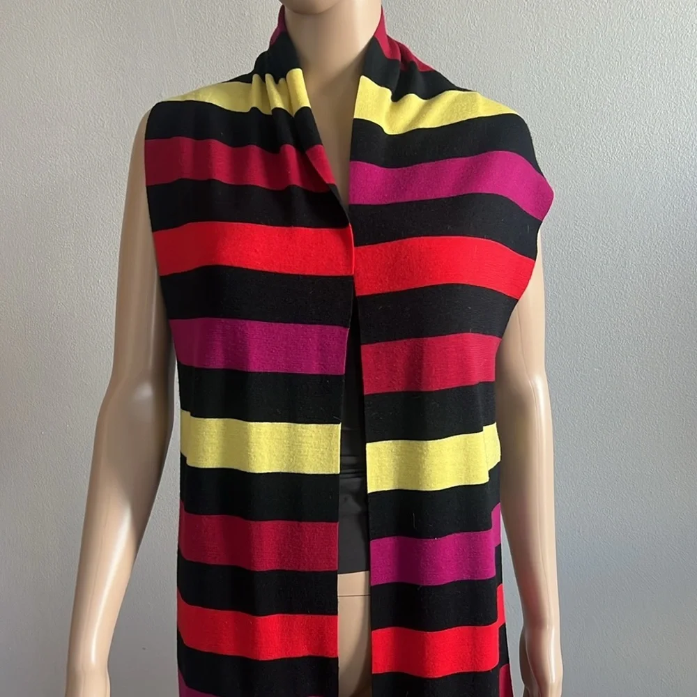 SONIA RYKIEL | RYKIEL HOMME Wool Black Multicolor Striped Long Scarf MEN’S